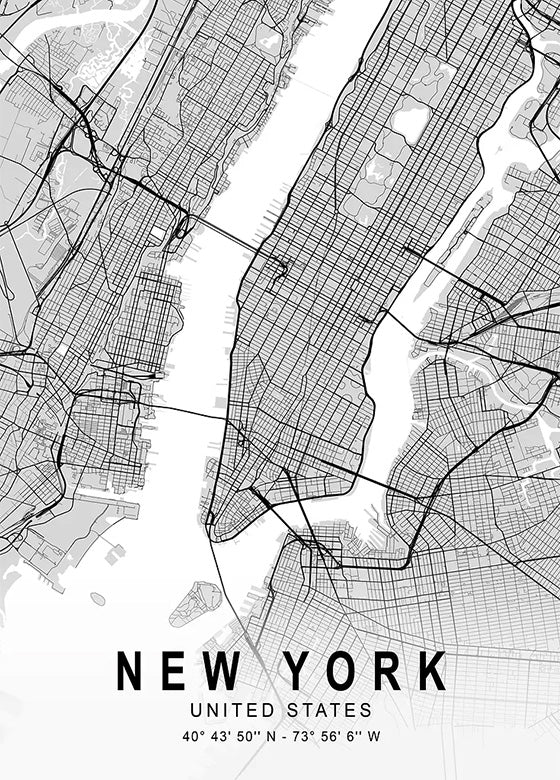 New York City Map metal poster artwork